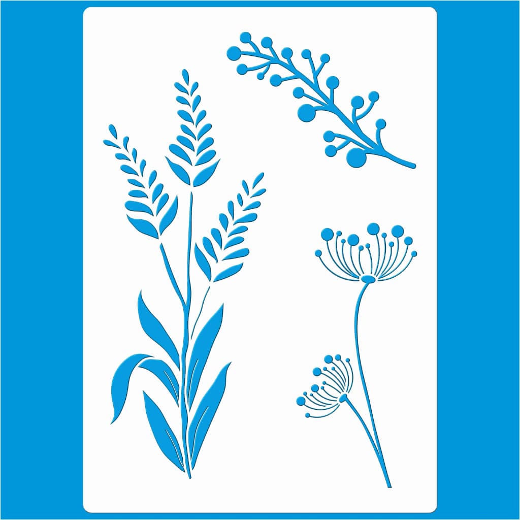 Stencil 21 X 29 Lavandas e Galhos Molde Vazado Pintura Tecido Mdf Madeira Parede Camiseta Pano Prato