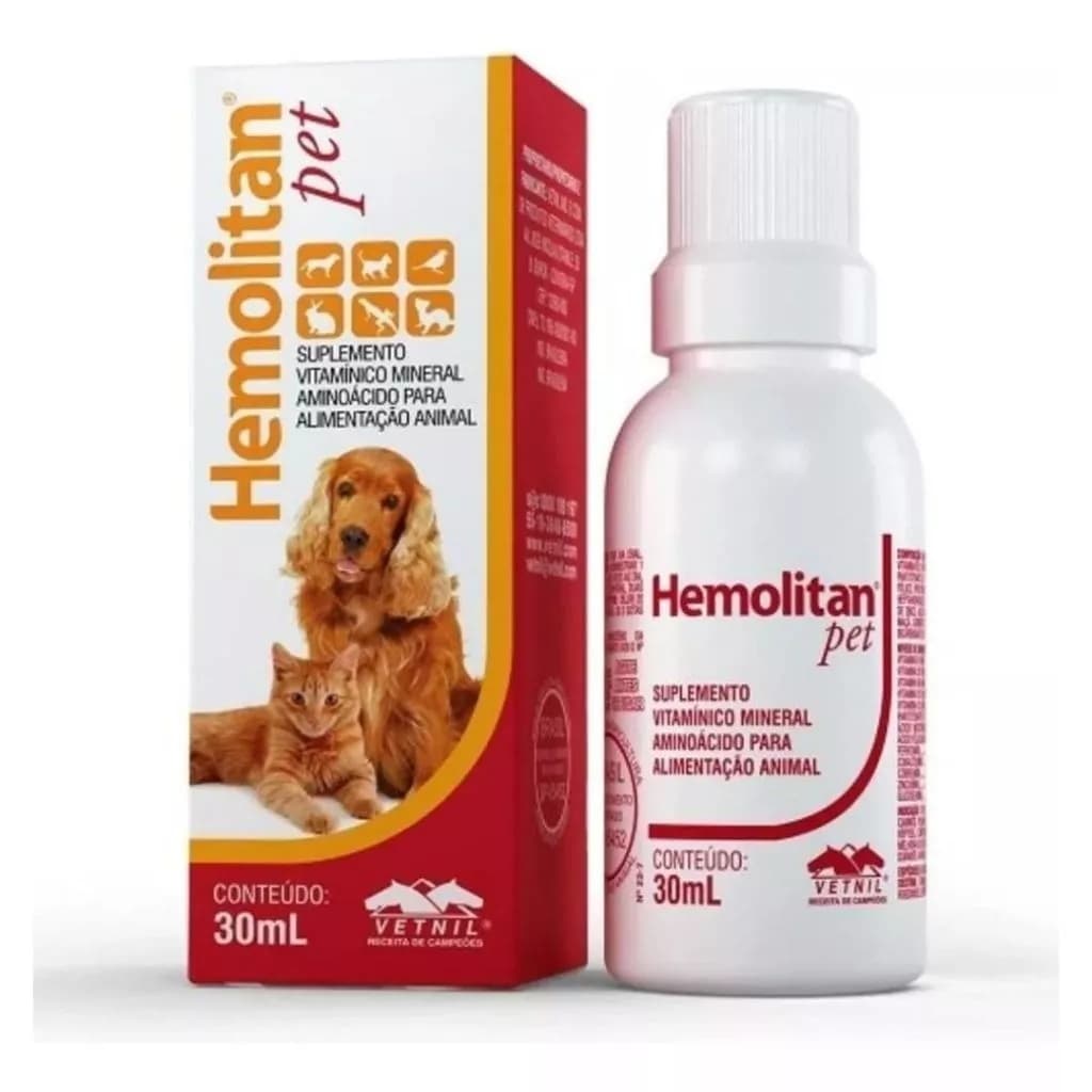 Hemolitan Pet Suplemento Vitamínico Para Cães E Gatos - VETNIL