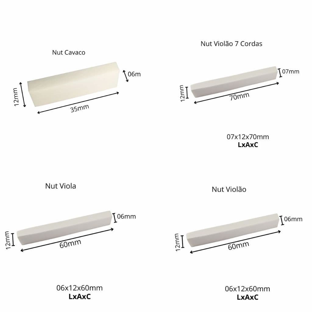 Nut ou Pestana em osso Ao Mestre Luthier "Escolher Tamanho"