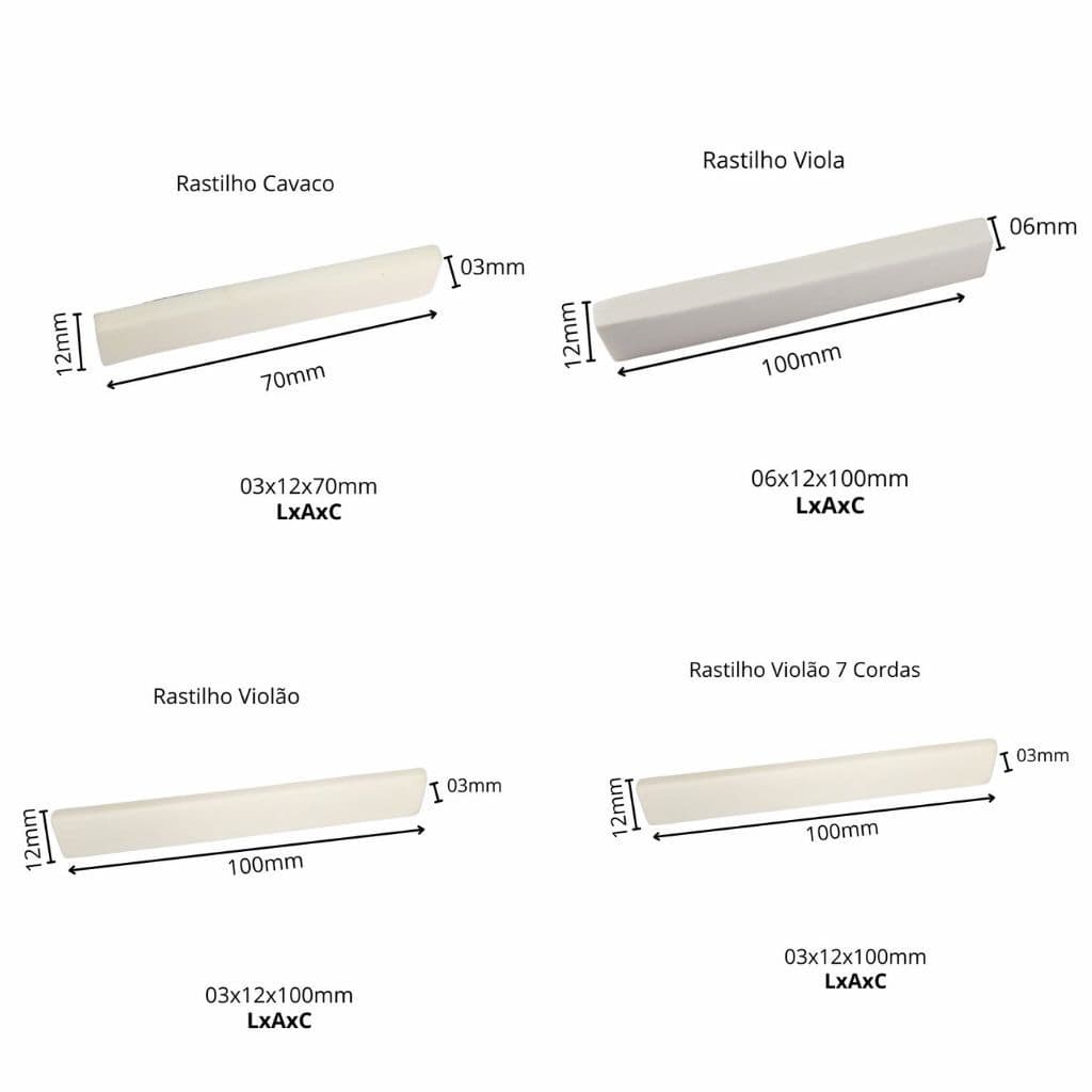 Blank para Rastilho em osso Ao Mestre Luthier "Escolher Tamanho"