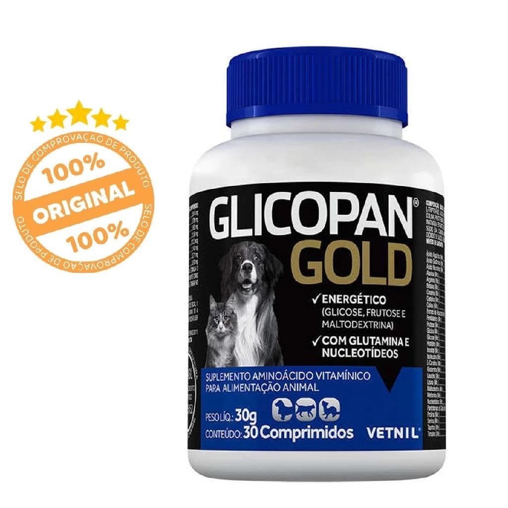 Glicopan Gold 30 Comprimidos - Suplementos Para Cães e Gatos Vetnil