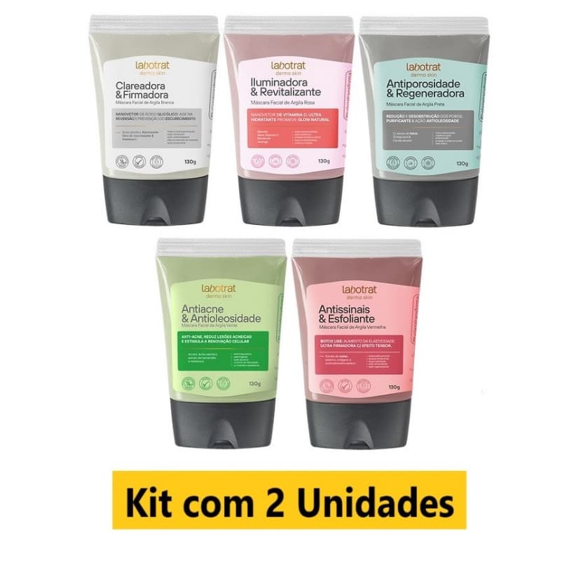 Kit Com 2 Máscara Facial de Argila Labotrat 130g
