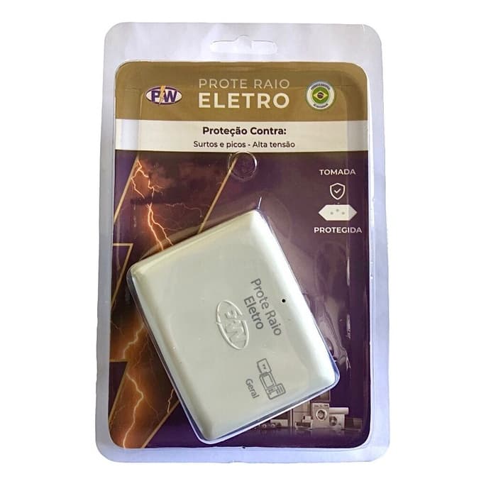 Protetor Contra Raios e Descargas/Picos de Energia - Protetor de Raio PW Eletro 2 Tomadas 127V/220v