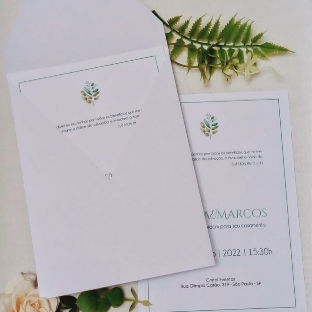 Envelopes para Convites Bico Vertical Convite Branco Liso 240g  16x22cm
