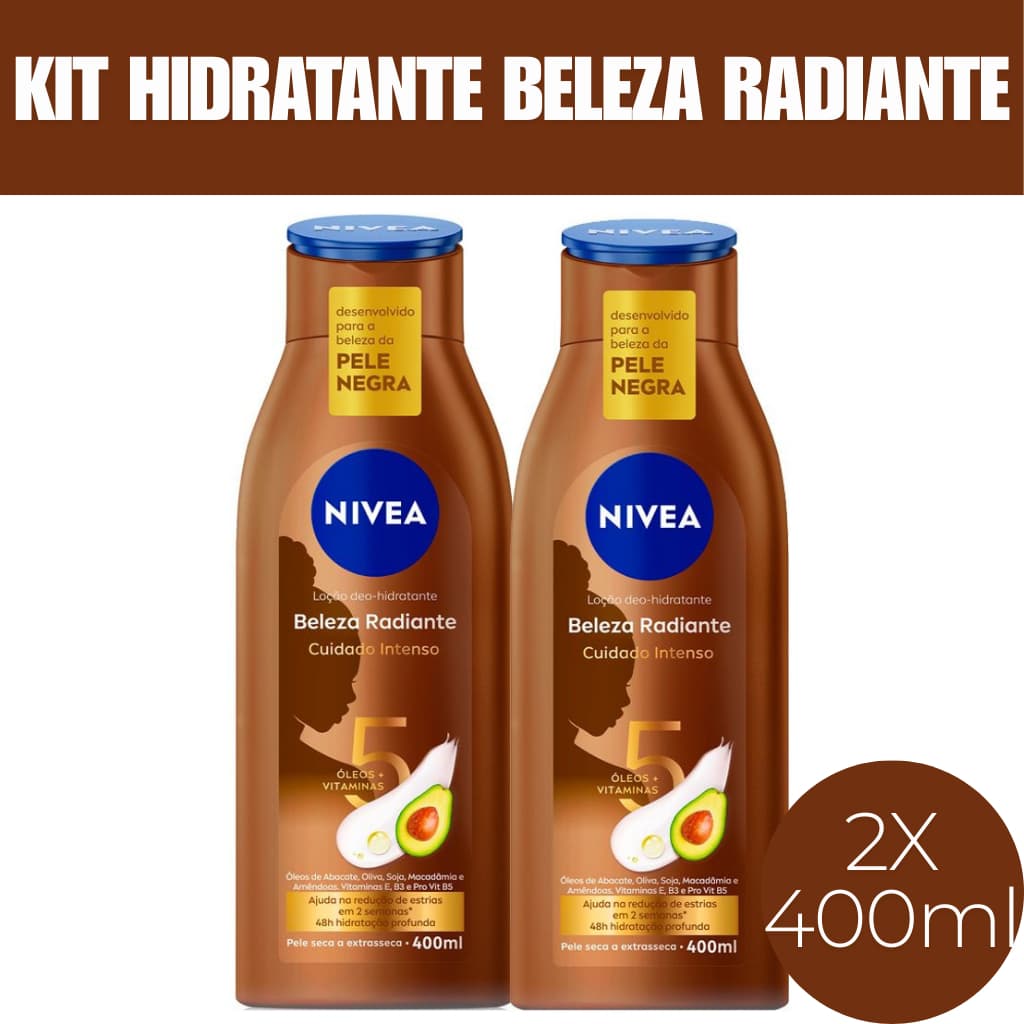 KIT com 2 unidades de Loção Hidratante Nivea BELEZA RADIANTE 400 ml cada