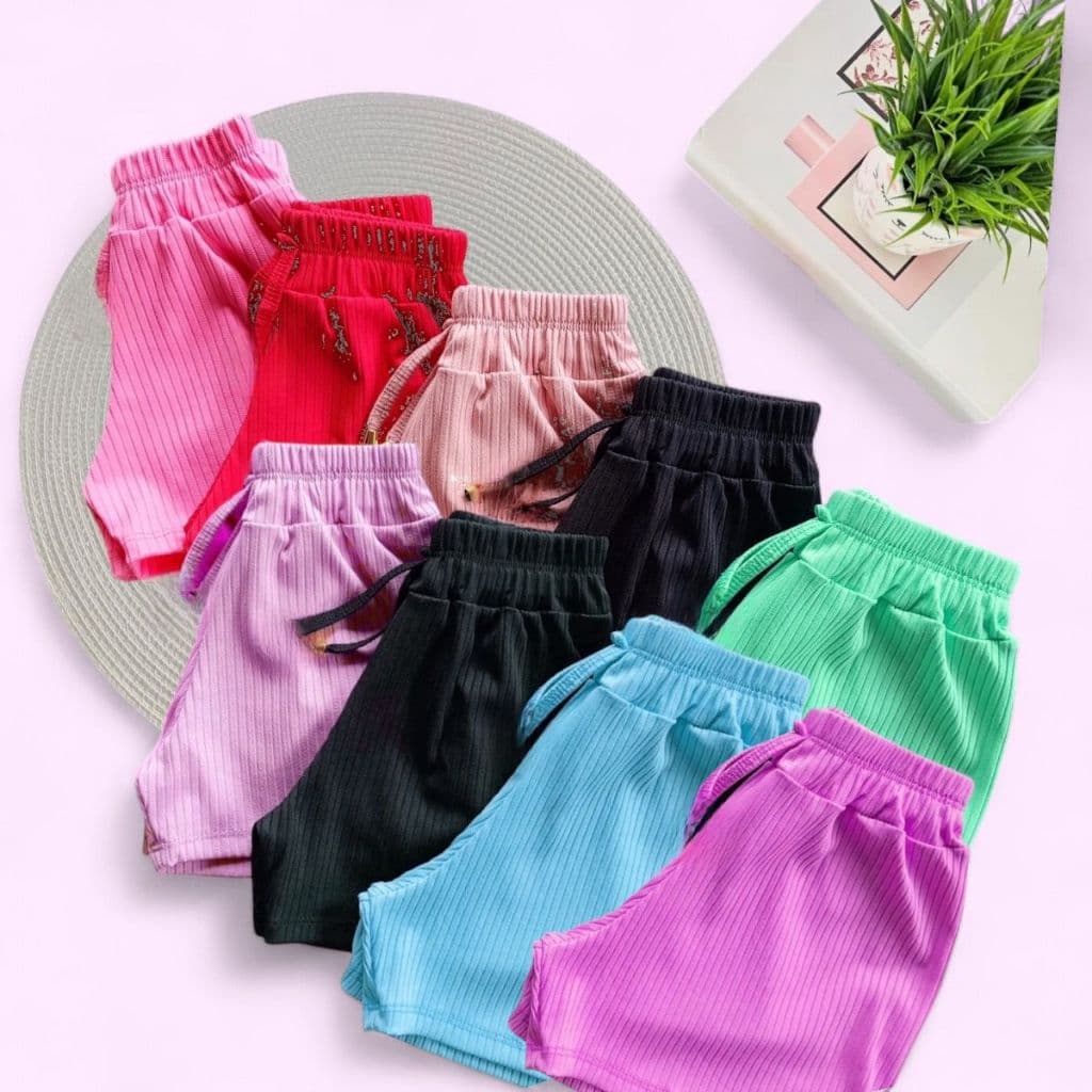 Kit 3 short canelado infantil menina estilo verão CORES SORTIDAS