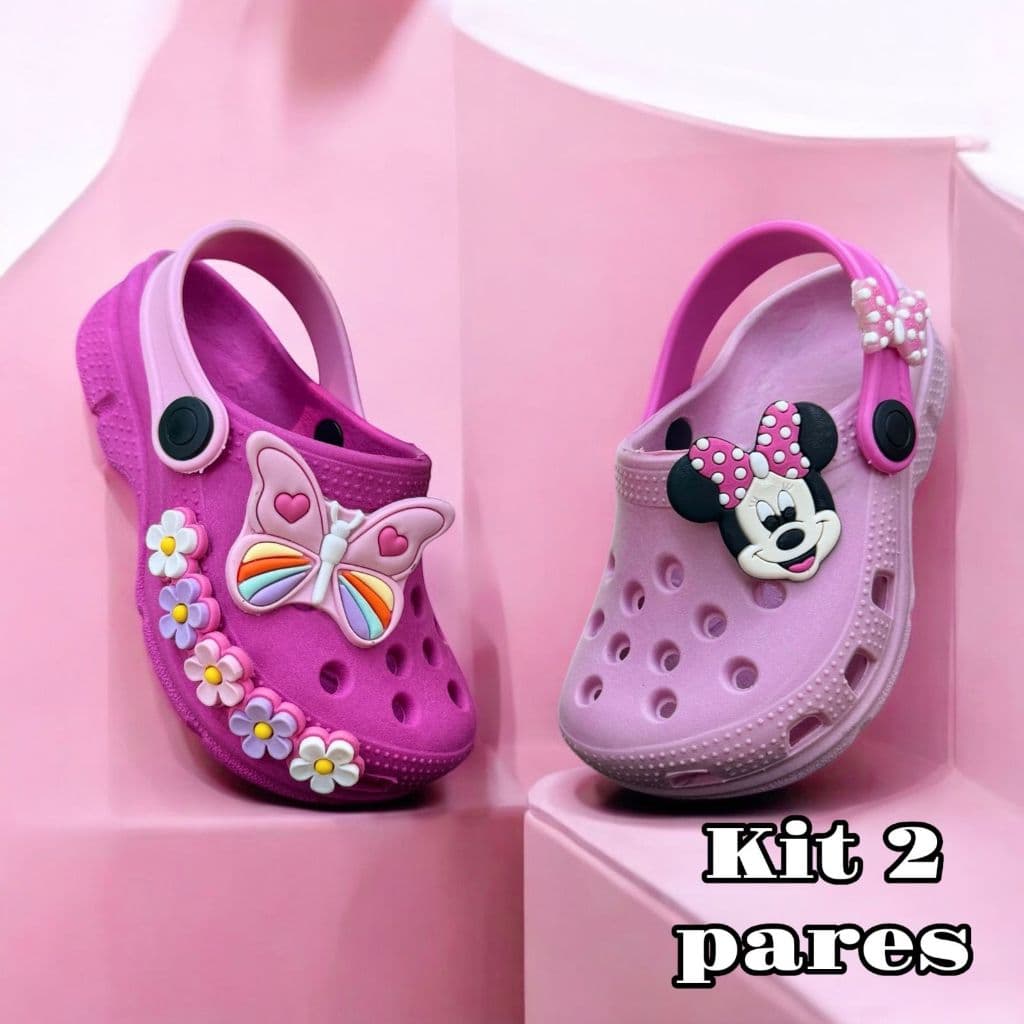 Kit 2 Pares Sandalia Babuche Infantil Para Menina