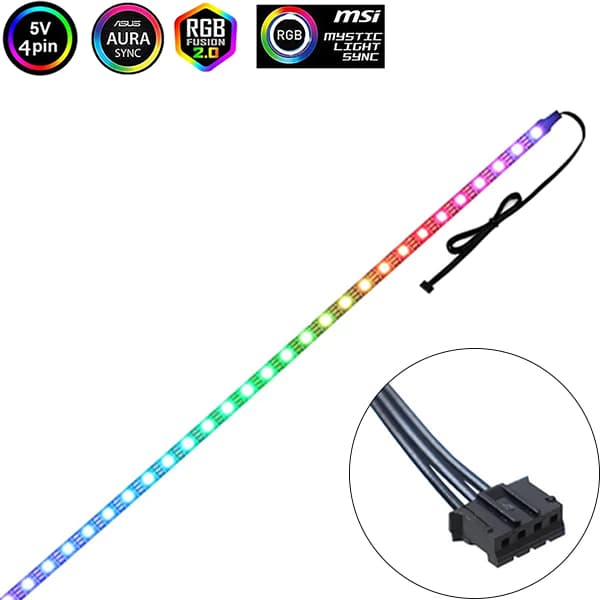 Fita LED ARGB 4 Pinos 5v Para Pc Gamer Controladora 30cm Barra de LED Siliconada Melhor Qualidade