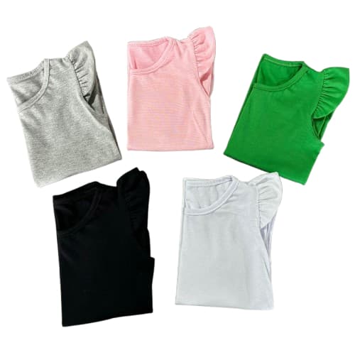 Blusa Menina Camisa Infantil Manga Curta Franzida sem estampa 1 ao 10