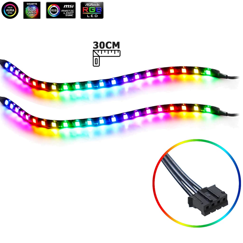 Barra de Led Argb 4 Pinos ARGB 5V Fita LED 30CM Argb Rgb Para Pc Gamer Imantada