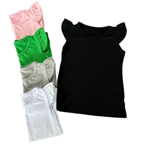 Blusa infantil  Menina Verão Manga Curta Franzida Sem Estampa 1 ao 10