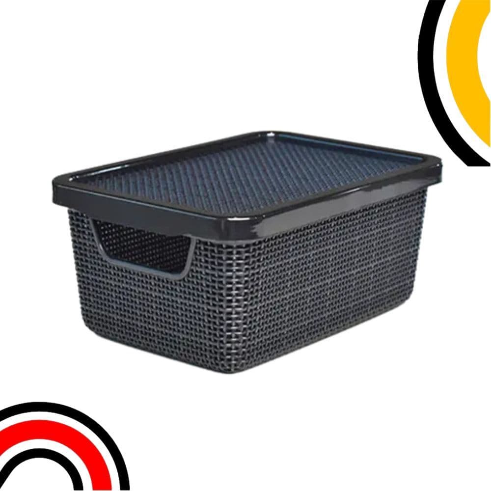 Kit 3/5 Caixa Organizadora Jutta Preto 2 Litros Organizador de Maquiagem Calcinhas Gavetas Bijouteria