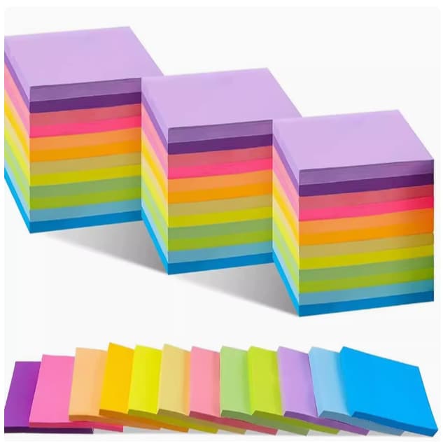 Bloco de Anotações Adesivo Sticky Note 76x76 Colorido 100 Folhas