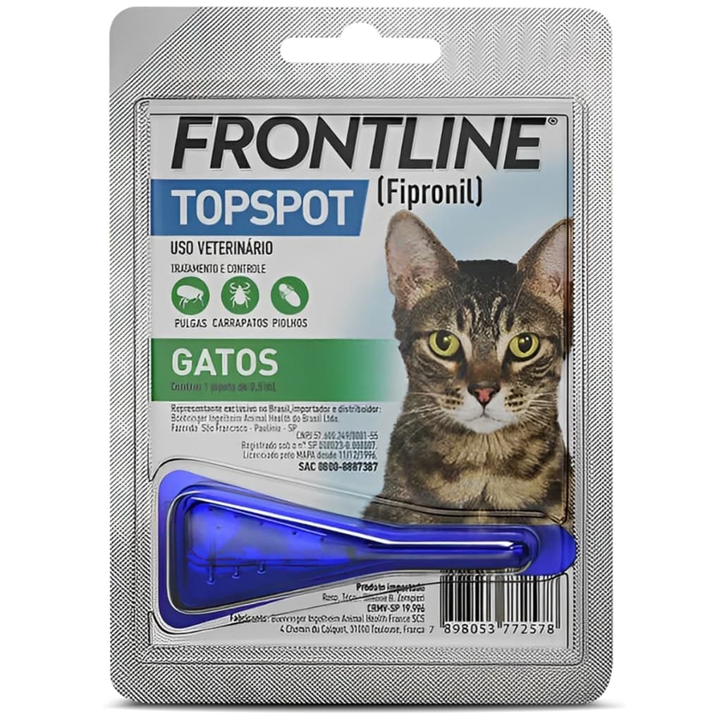 Frontline Top Spot 01kg a 10kg 0,5ml 1 Dose Antipulgas Para Gatos