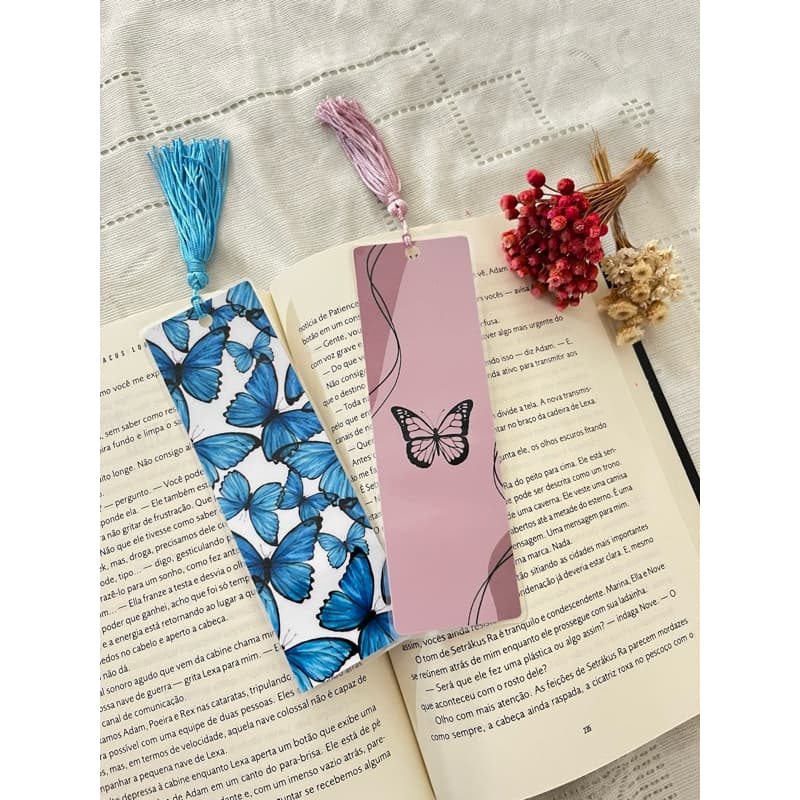 Marcador de páginas Borboleta (com ou sem Tassel) plastificado 16 cm - Leia a descrição