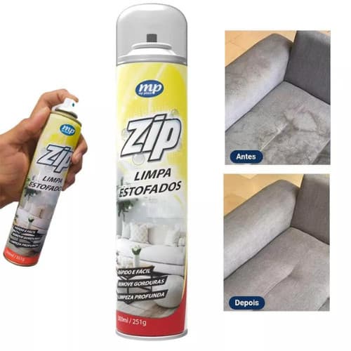 Kit 1 até 4 Unidades Limpa Estofados Spray Espuma Mágica Limpa a Seco Zip Clean 300ml 1/2/3/4