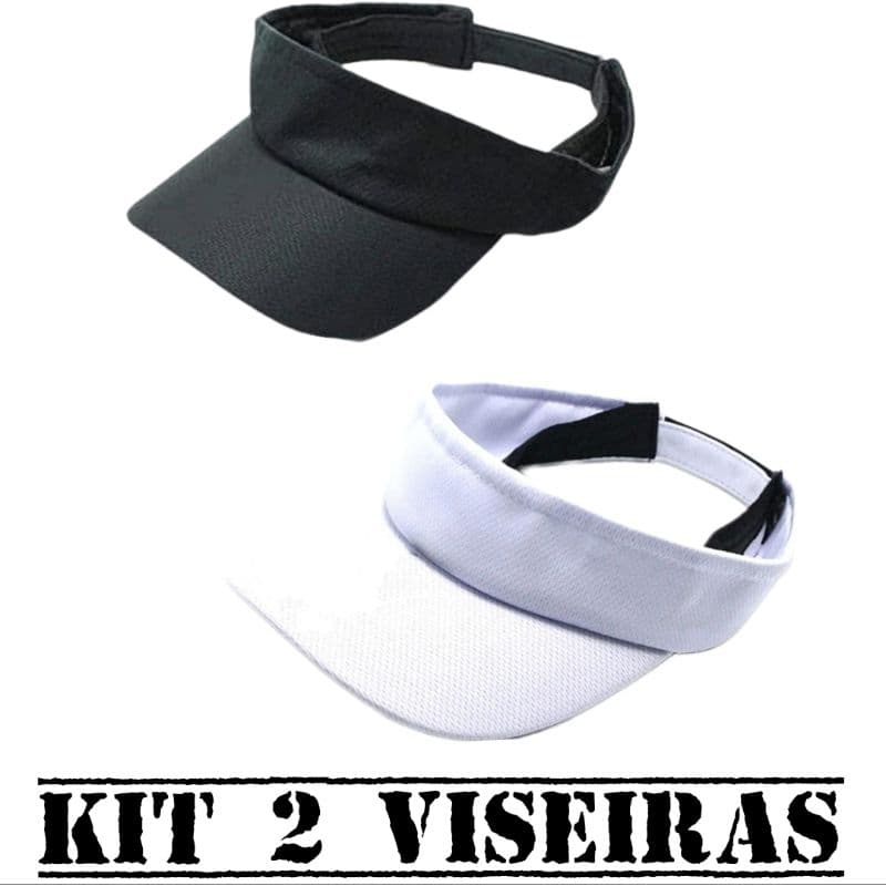Viseira Boné Dri Fit Lisa ajustável com Aba Curva kit com 2 peças Praia Piscina Corrida