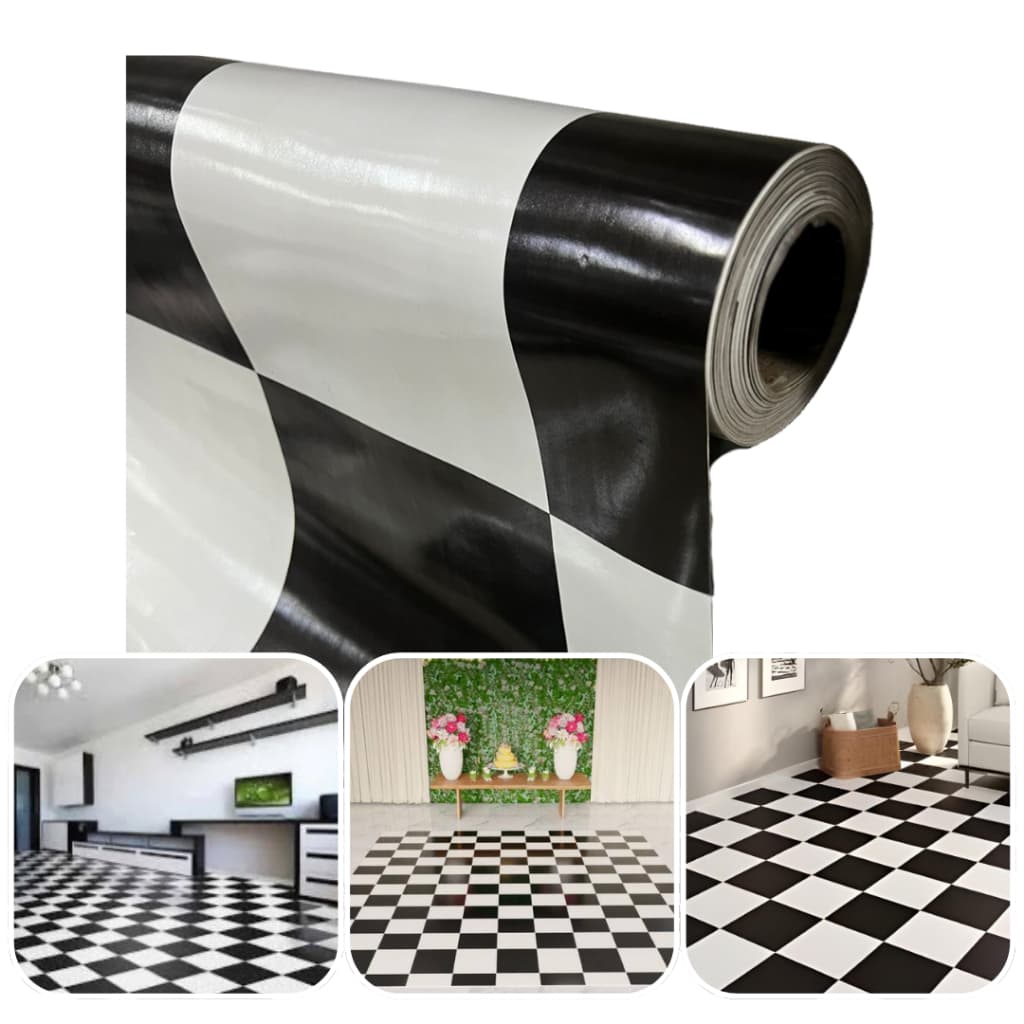 Piso Vinílco Xadrez 0,8MM- 2 M² (rolo 2,00mts X 1,00mt) Festa Pista de Dança Barbearia Decoração