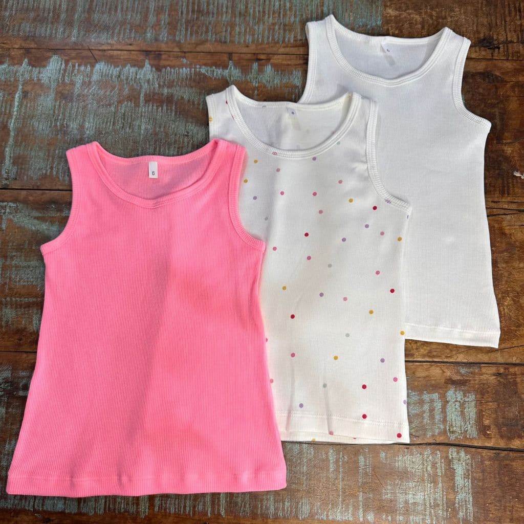Kit 3 Regata Infantil Blusa Malha de Ribana Confortável Meninas Verão