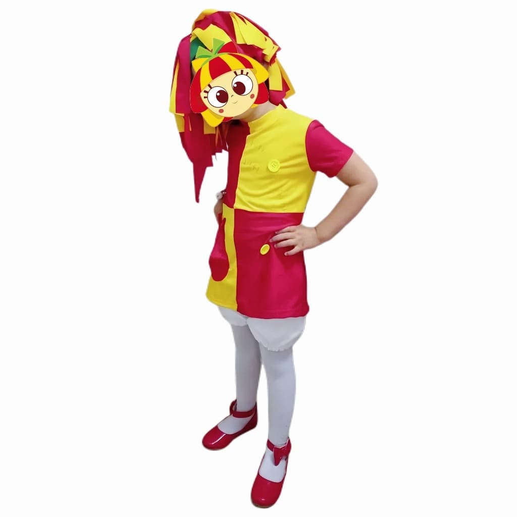 Fantasia da Emília Infantil - Vestido, Shorts e Peruca em Poliéster