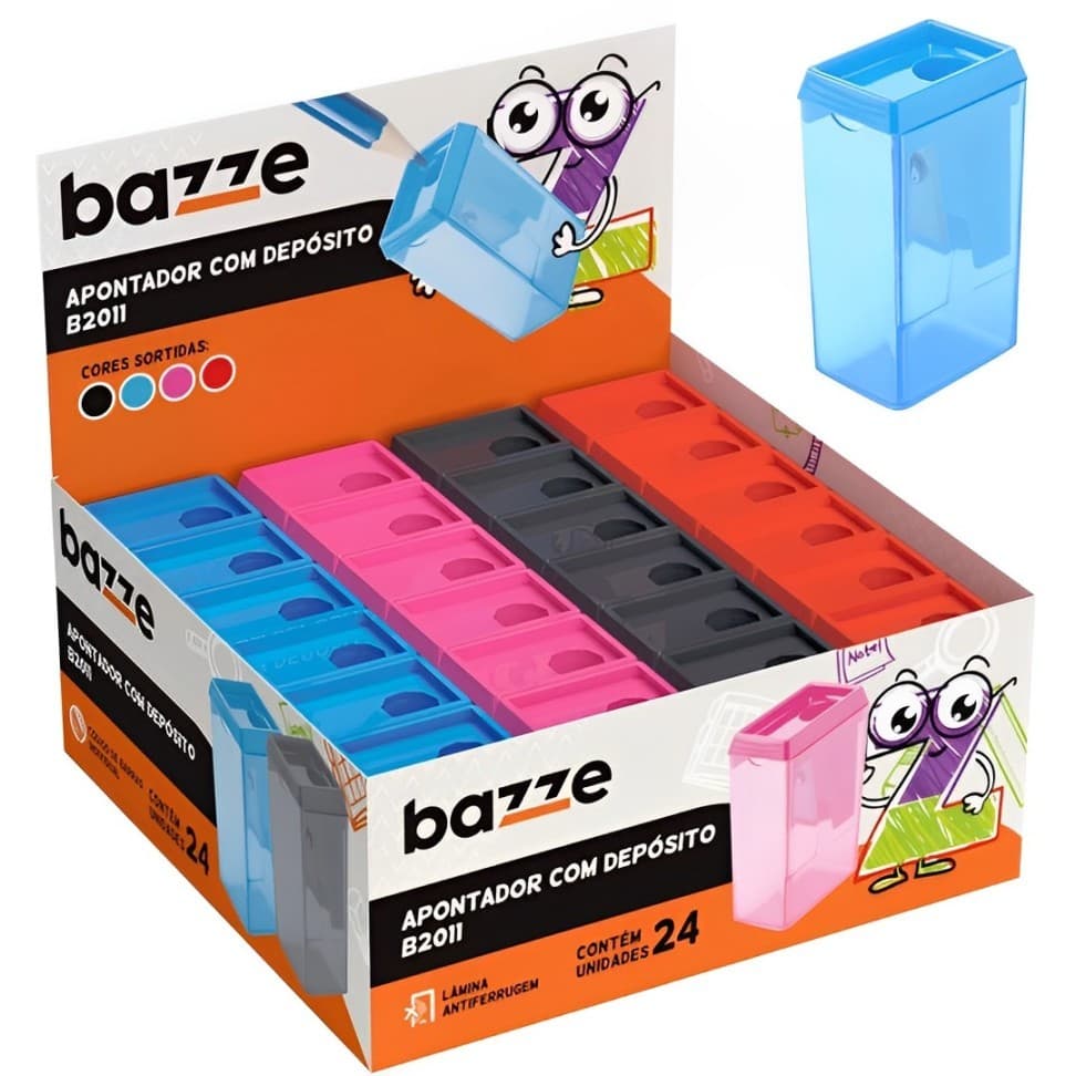 Kit 24 Apontadores Com Depósito Cores Sortidas apontador Escolar Escritório