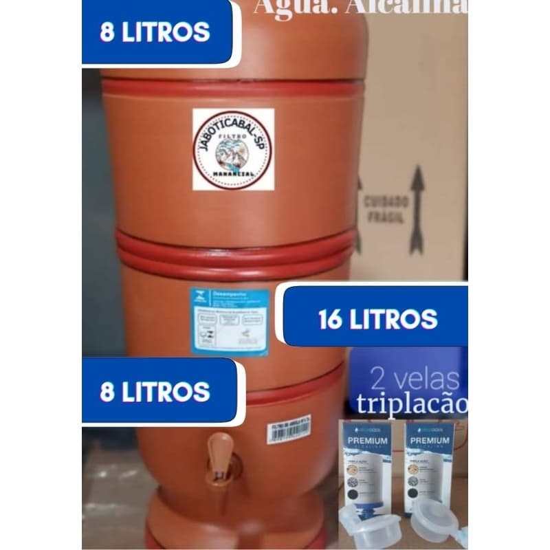 Filtro de barro Especial, Completo,16 litros Total, 2velas triplaçao
