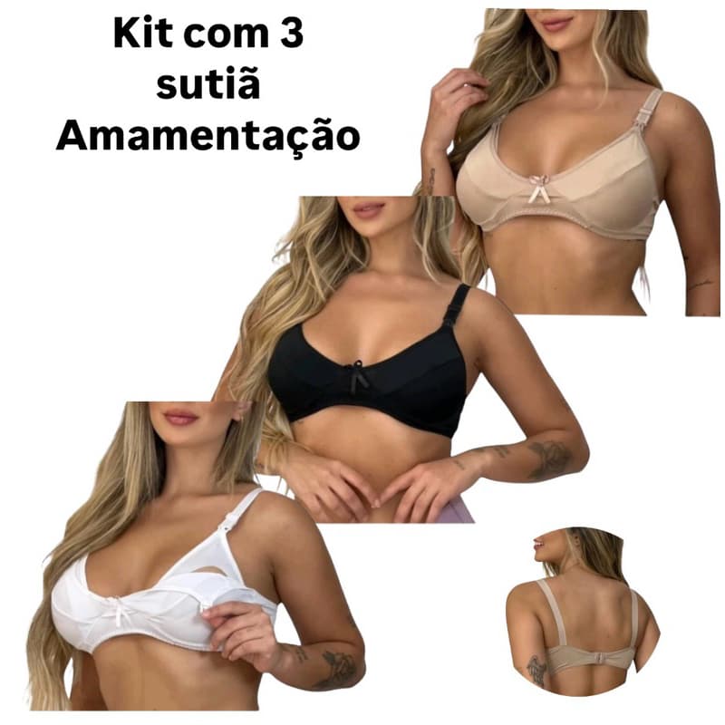 Kit sutiã amamentação pós parto gestante maternidade promoção