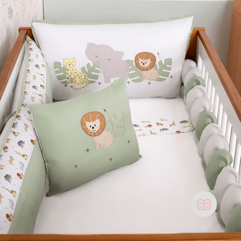 Brubrelel Baby Kit Berço Menino 9 peças Afeto Som da Floresta Menino Safari  Bordado Algodão