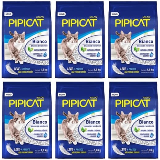 Kit 6 Granulado Sanitário Pipicat Bianco - 1,8kg