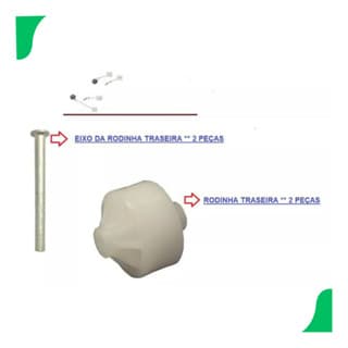 2 Pés Traseiros Rodinha + Eixo Refrigerador Brastemp Consul
