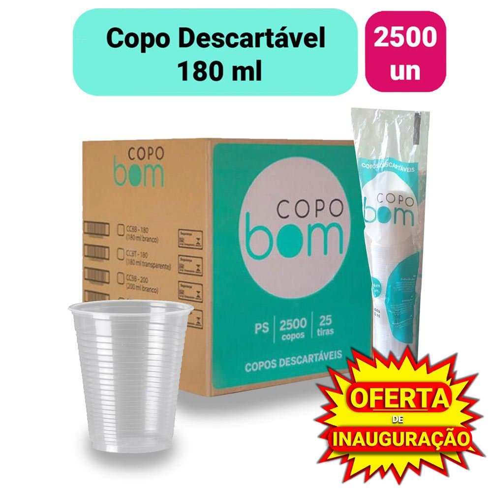 Copo Descartável 180ml Plástico copo de agua Copobom