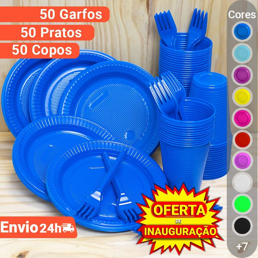 Kit Festa de Aniversário Descartáveis 50 Pessoas kit Festa descartáveis para festa