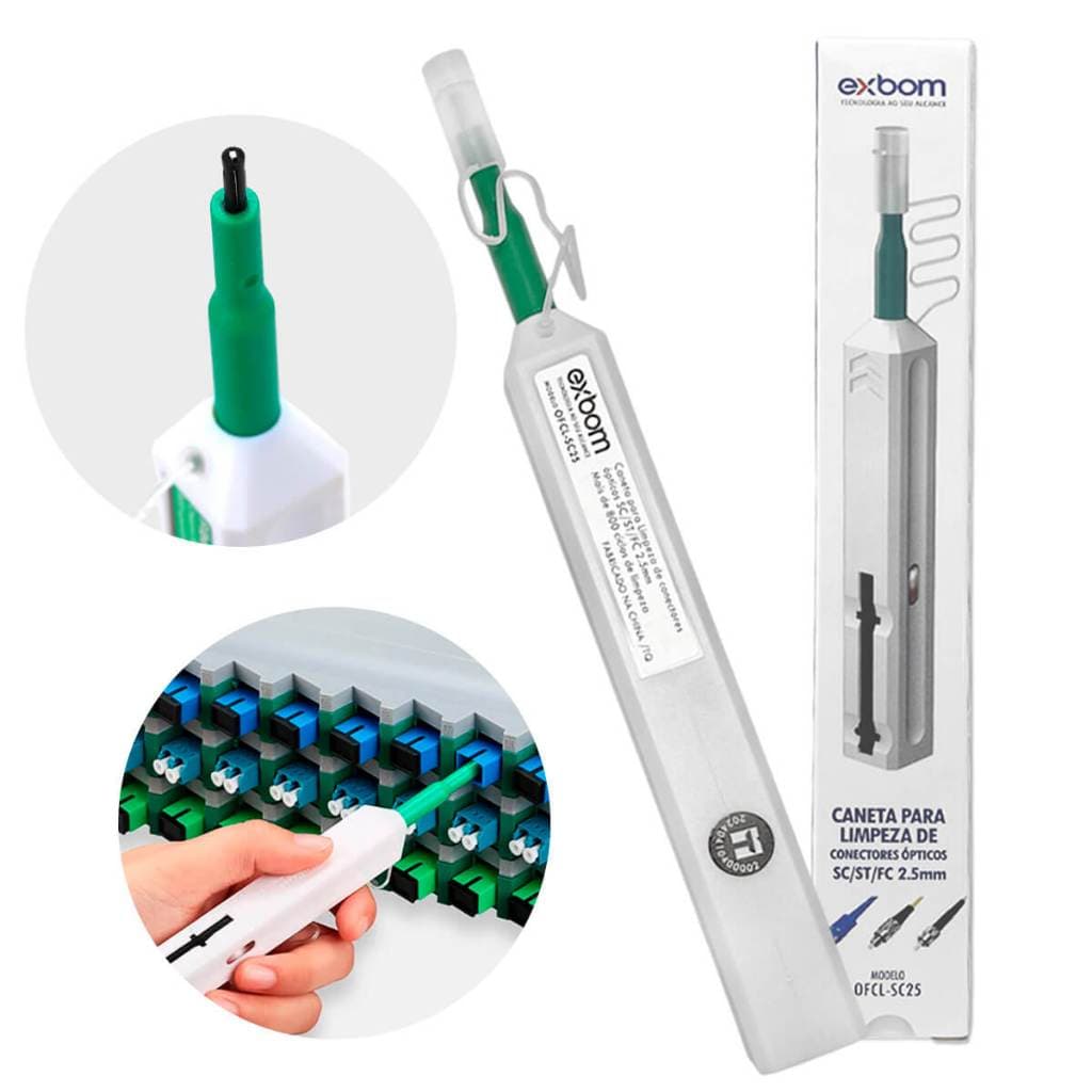 Caneta Limpa Conector Fibra Óptica 2.5mm SC FC ST