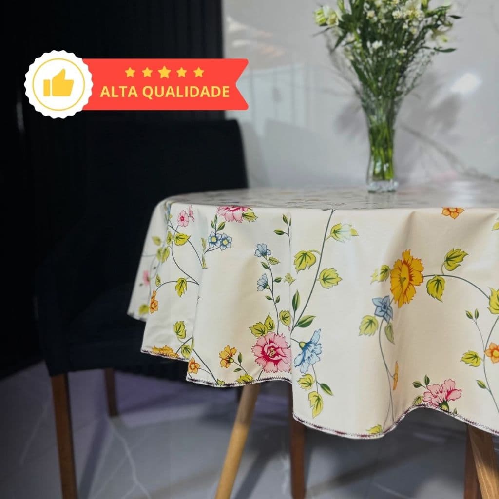 Toalha de Mesa Redonda de Plástico Térmico Ø 1,40 Metro com Acabamento