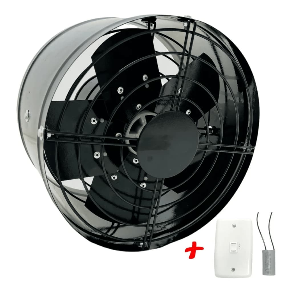 Exaustor 30cm De Parede Alta Vazão Blindado Para Churrasqueiras Coifa Cozinha Cabine Pintura