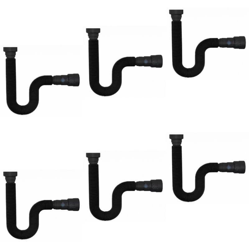 Kit 06 Sifão Preto Sanfonado Universal Para Pia De Cozinha e Sifão Para Pia de Banheiro