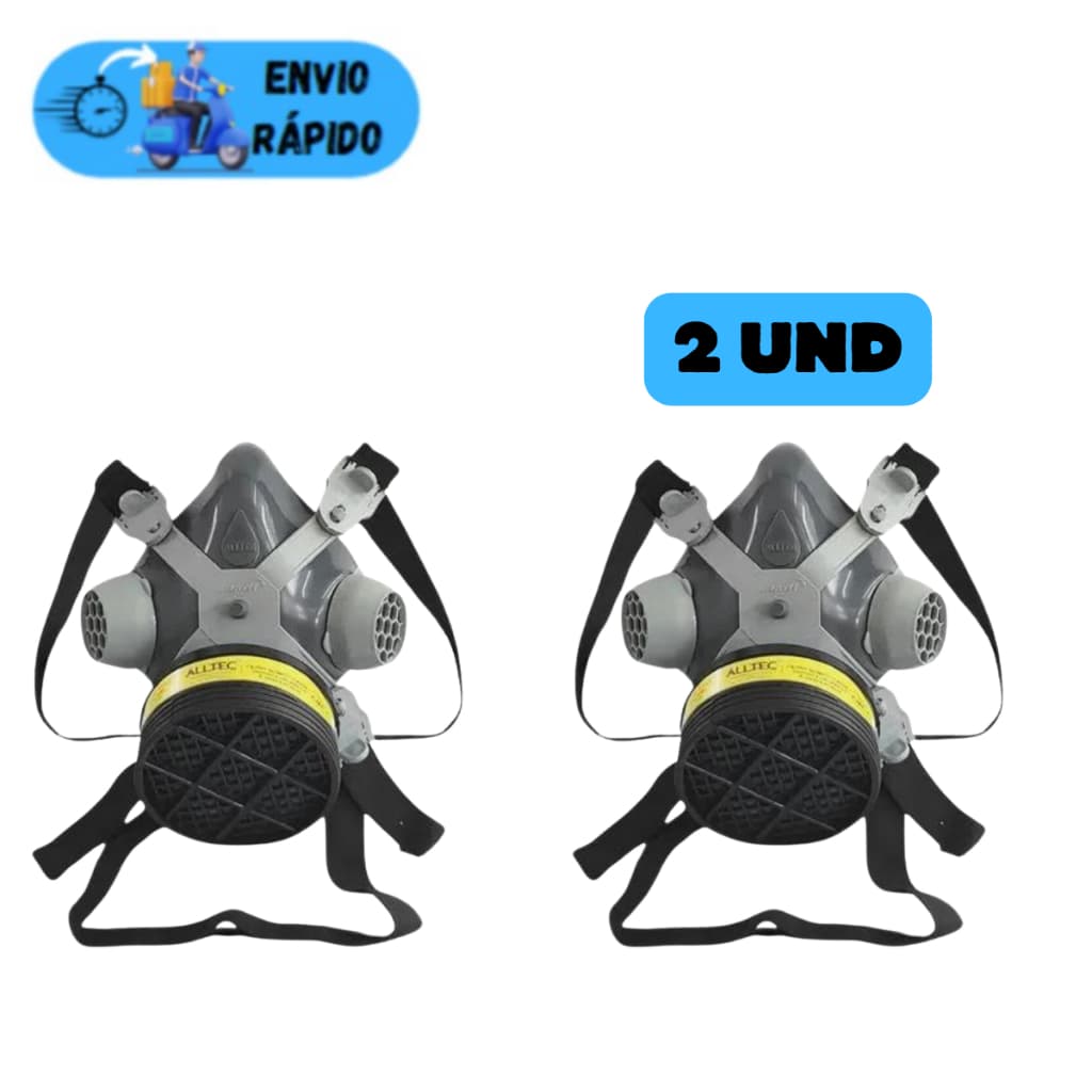 KIT 2 MÁSCARA RESPIRADOR ALLTEC 2001/DESTRA MIG-11 VO+GA PARA RESINAS PINTURAS FUNILARIA GASES POEIRA VAPORES