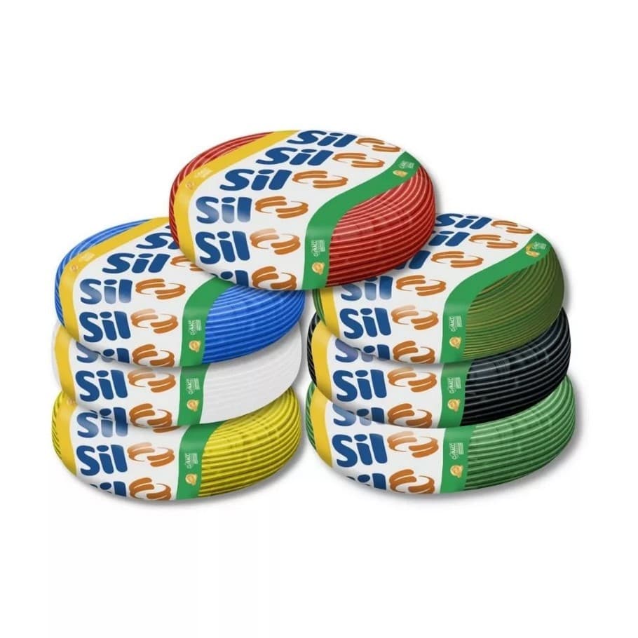 Fio Cabo Flexível Antichama SIL 2,5mm Rolo 100 Metros 750v Todas as Cores - Original Sil