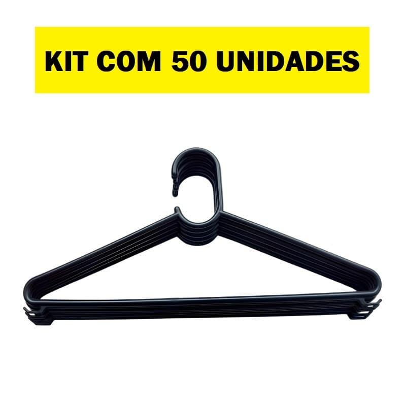 Kit de Cabides para Roupas Cabides para Roupas Cabide Reforçado Adulto Cabide Preto - Direto Fabrica