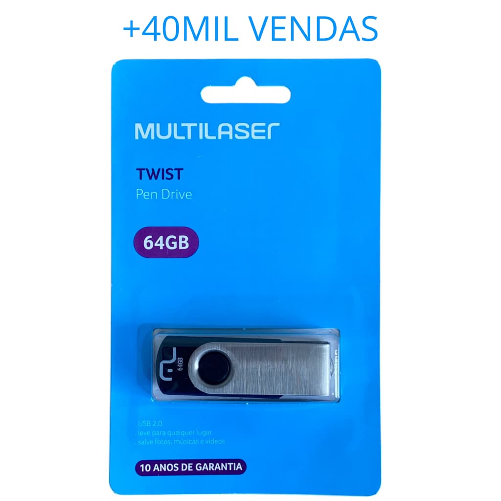 Pen drive 64GB/32GB/16GB/8GB/4GB Multilaser Twist PD Original