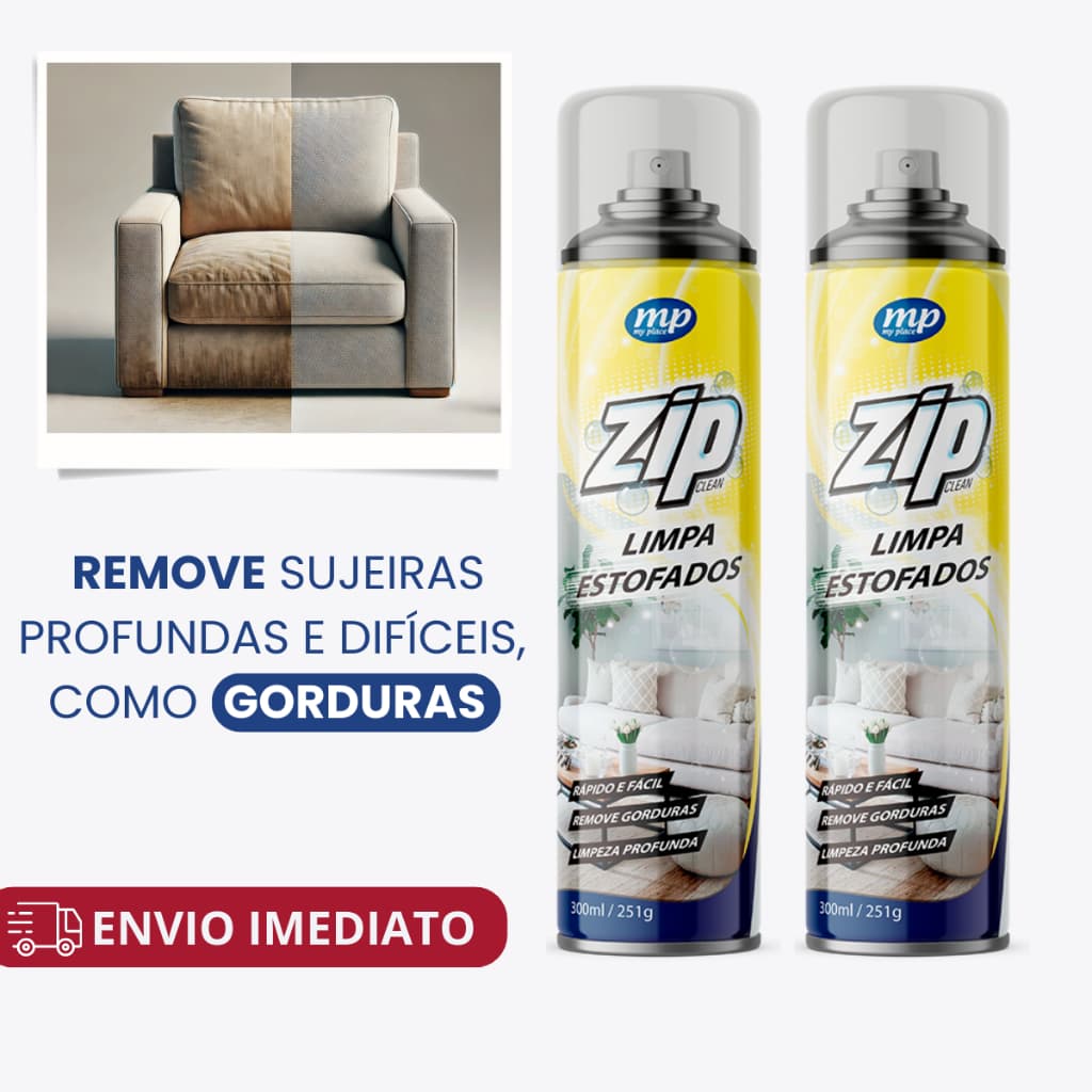 Kit 2 Limpa Estofados Spray Zip 300ml My Place Carro Sofá Tapete Colchão Almofada