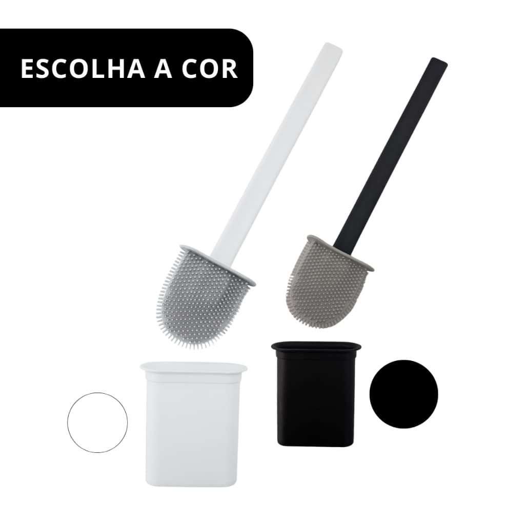 Escova Sanitaria Silicone Limpar Vaso Privada Banheiro Com Suporte Preta Cinza Branca Limpeza Pia