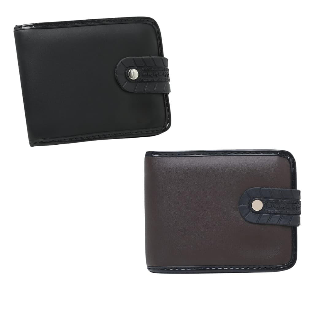 Kit 2 Carteira Masculina De Couro Ecológico Com Fecho De Pressão Alta Qualidade