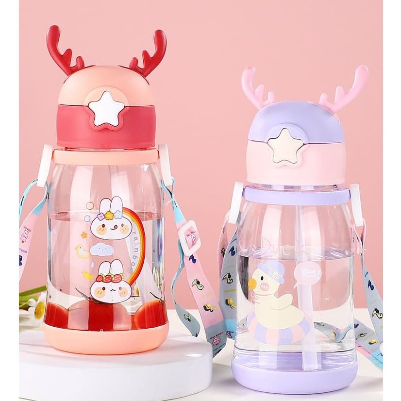 600ML Garrafa De Alce Água Infantil Criança Portátil Com Canudo  Desenho Fantasia Para Meninas ou Meninos