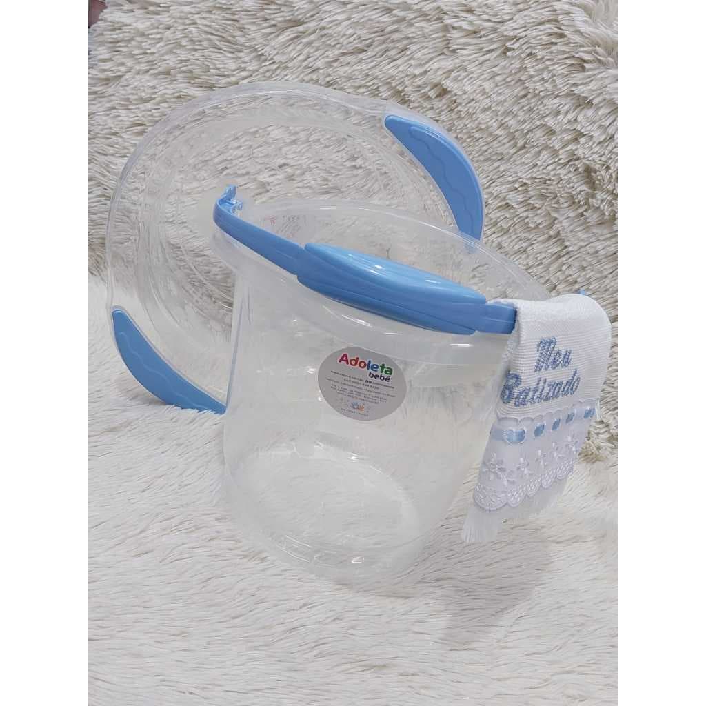 Kit Banho Infantil Azul Adoleta | Bacia 6L + Balde 8L | Ideal para banho e lavagem de roupinhas