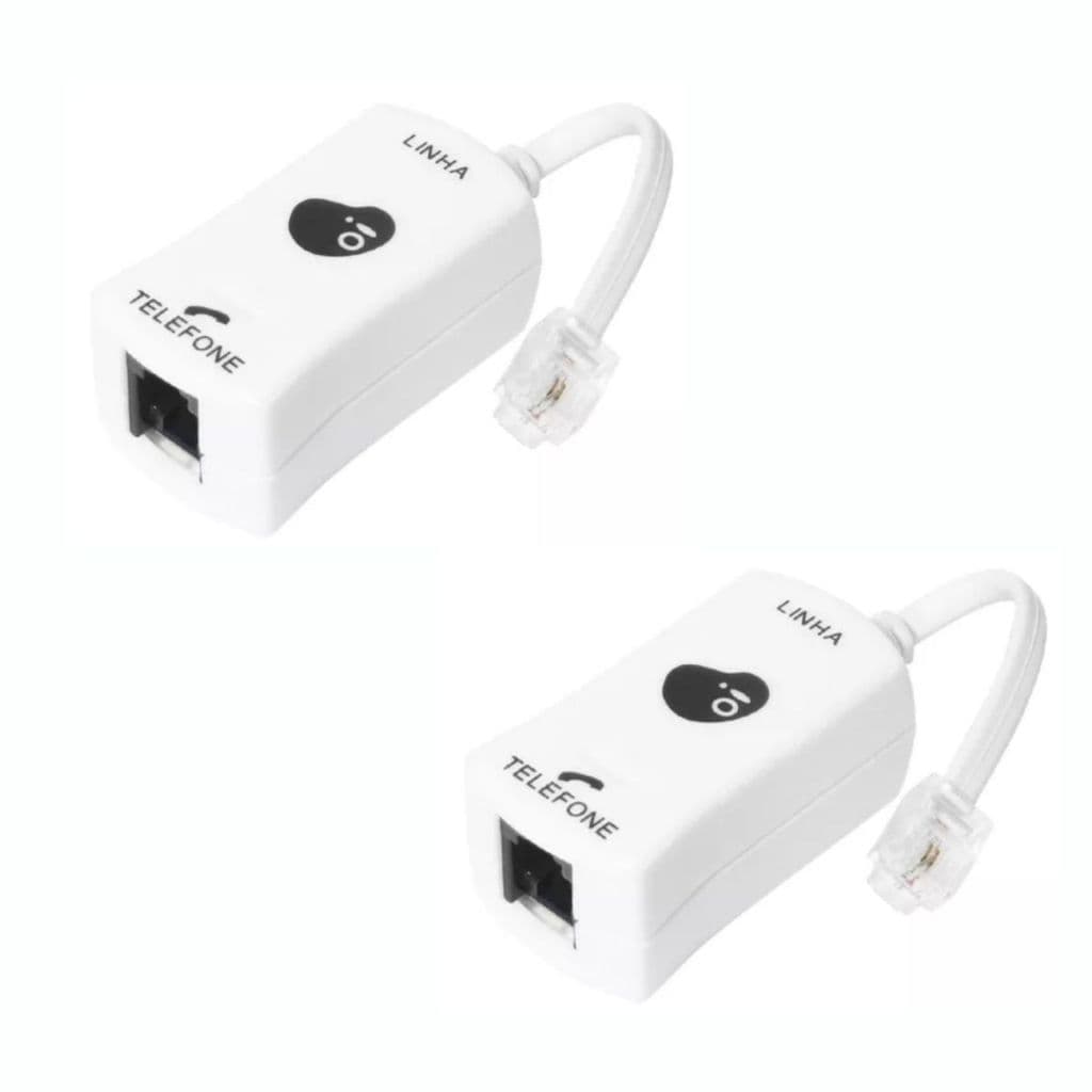 Kit 2un Micro Filtro ADSL Simples Telefone e Modem Rj11