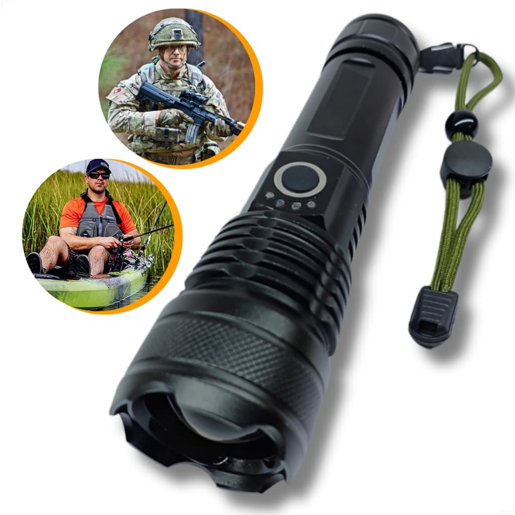 Lanterna Super Potente T9 P50 Tática Mais Forte Do Mundo Sitio Fazenda Acampamento Camping Segurança Recarregável USB