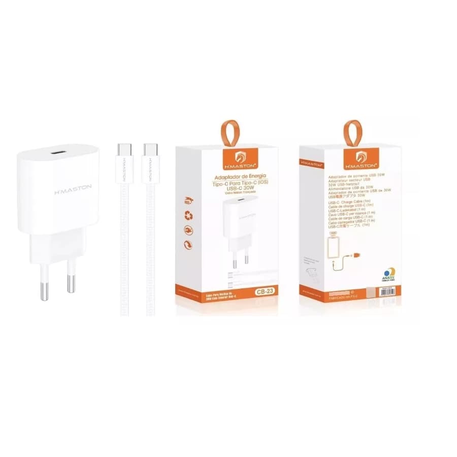 Carregador Turbo 30W IPhone 17 15 16  Cabo Tipo C Fonte Adeptador de Energia Ultra Rapido 30W CB-23