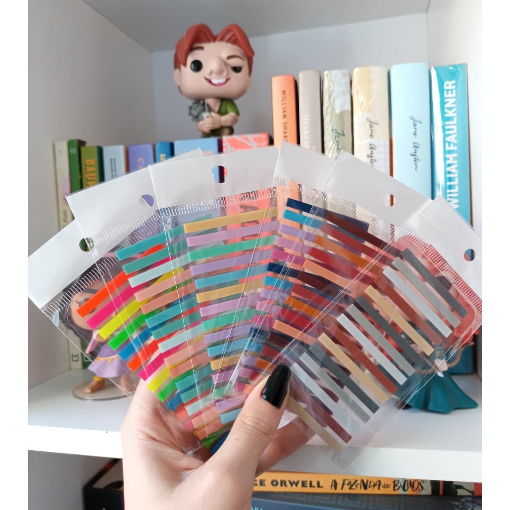 Post it flag adesiva fininha, cartela com 300 flags, marcador de livros adesivo, notas adesivas