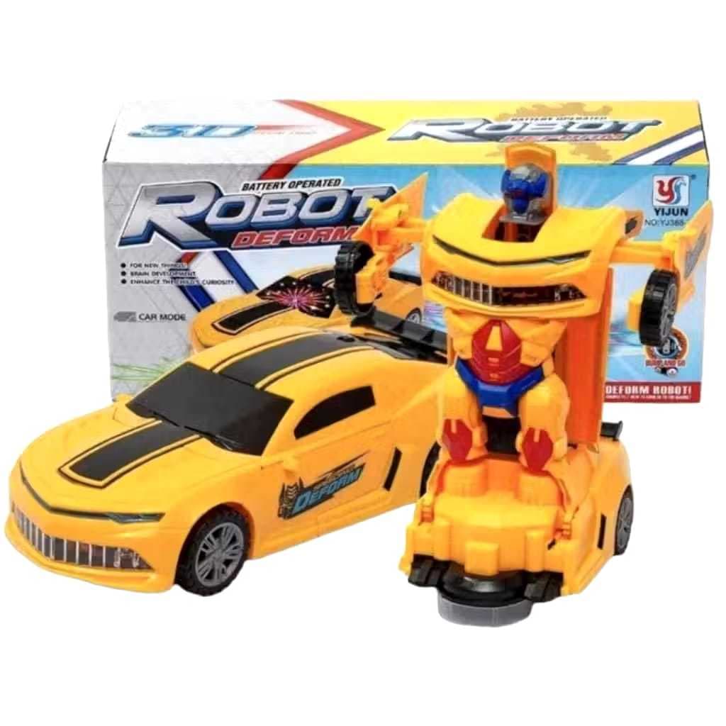 Brinquedo Carrinho Vira Robô Bate E Volta Com Luzes E Som